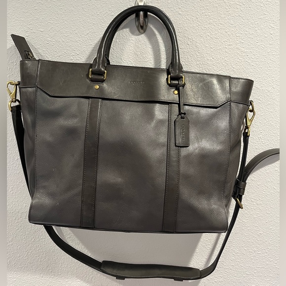 Coach leather satchel. Grey with shoulder strap. Like new. - Picture 1 of 6